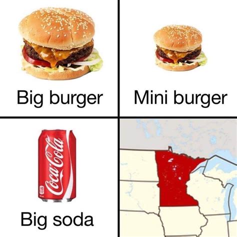 Big burger. Mini burger. Big Soda. - Funny