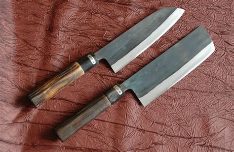 All purpose knives | Kurouchi Santoku and Nakkiri knife 165mm