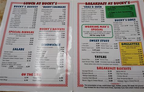 Menu for Bucky's Family Restaurant in Columbia, TN | Sirved