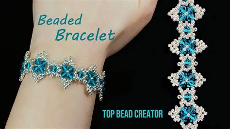 Beaded bracelet tutorial, Bicone seedbeads - YouTube