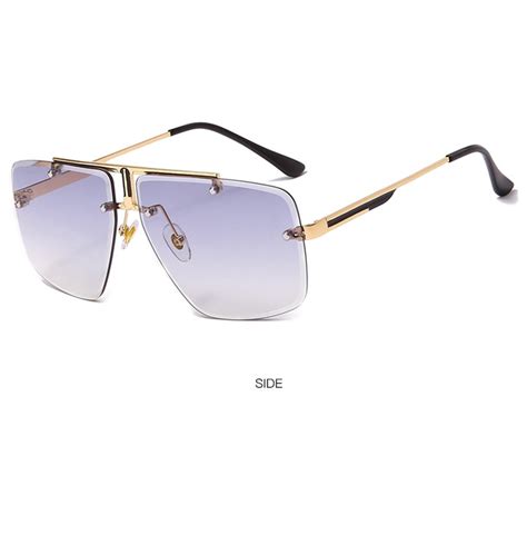 Square Rimless Gold Alloy Sunglasses - | RebelsMarket