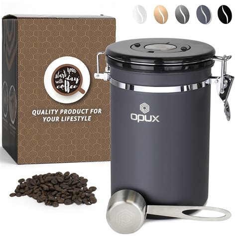 OPUX Airtight Coffee Canister | Stainless Steel Coffee Jar Container with Scoop | Coffee Storage ...