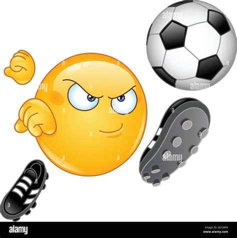 Emoji emoticon playing soccer football, kicking the ball Stock Vector ...