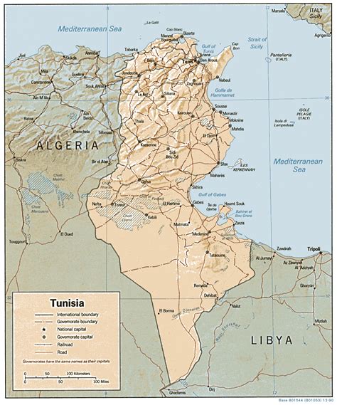 Tunisie - relief • Carte • PopulationData.net