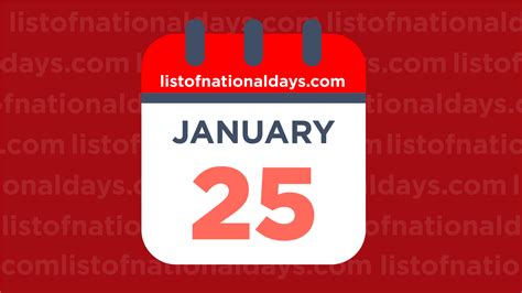 JANUARY 25TH: National Holidays,Observances & Famous Birthdays