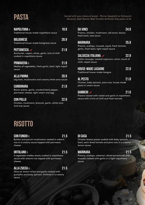 Menu 2023 - Da Vinci Ristorante in North Adelaide (SA) | TheFork