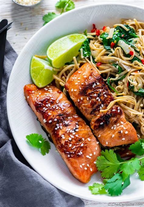 Teriyaki Salmon Soba Noodles Bowl Recipe | ChefDeHome.com