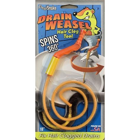 FlexiSnake Drain Weasel Drain Snake - Instantly Fix Clogged Drains - Easy Spin Handle - Flexible ...