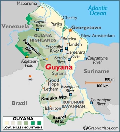 Mountains In Guyana Map