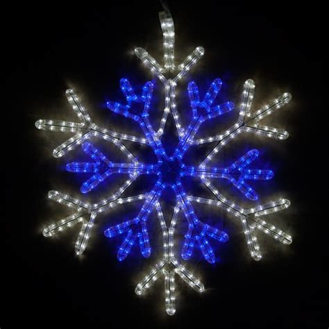 LED 36 Point Star Center Snowflake, Blue and Cool White Lights