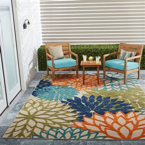 Floral Indoor/Outdoor Multicolor Area Rug – Modern Rugs and Decor