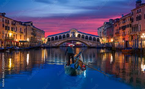 Gondola near Rialto Bridge in Venice, Italy Stock Photo | Adobe Stock