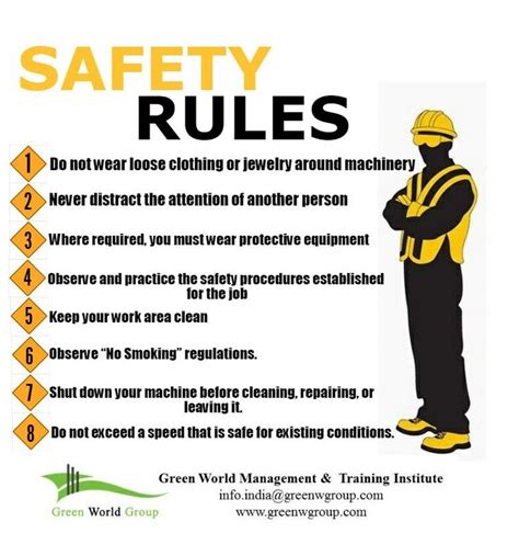 Safety rules in work place | Health and safety poster, Safety rules ...