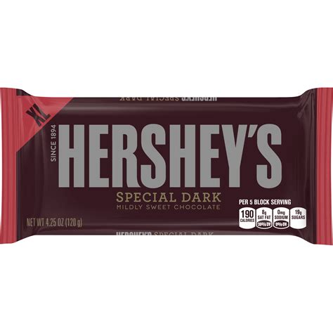 Hershey's Extra Large Special Dark Mildly Sweet Chocolate Candy Bar, 4.25 Oz. - Walmart.com ...