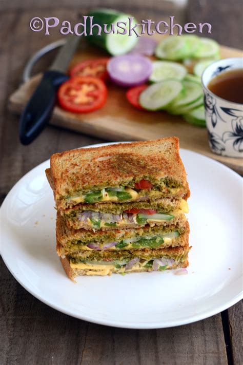 Pesto Sandwich-Basil Pesto Sandwich Recipe (Vegetarian) - growing our bean