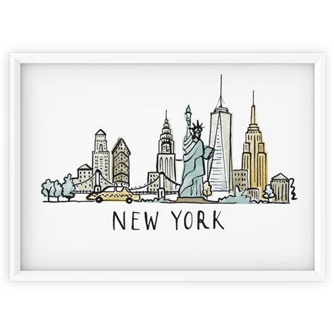 New York skyline art print in a contemporary illustrative style