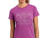 Items similar to Bible Verse Inspired Christian T Shirt, Womens, Purple, Modern Style and ...