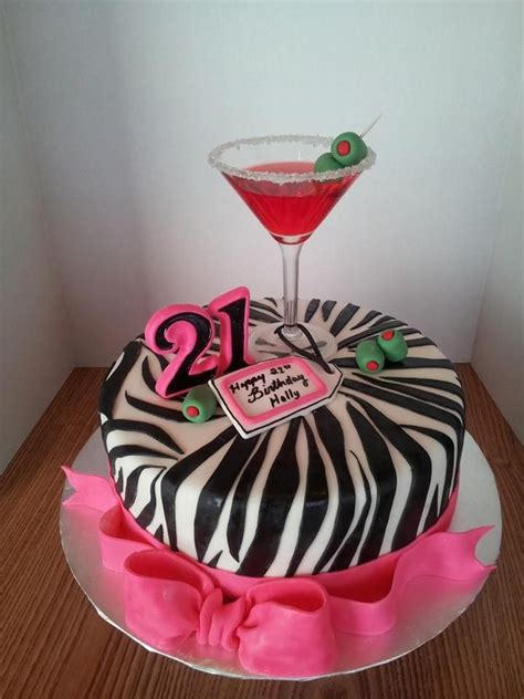 21st Birthday Cake - *Hot pink and zebra striped cake with a real strawberry daiquiri jello shot ...