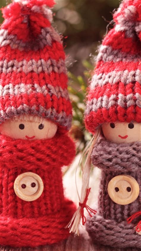 Christmas decoration Wallpaper 4K, Toys, Knitted Toys, Red, Cherries