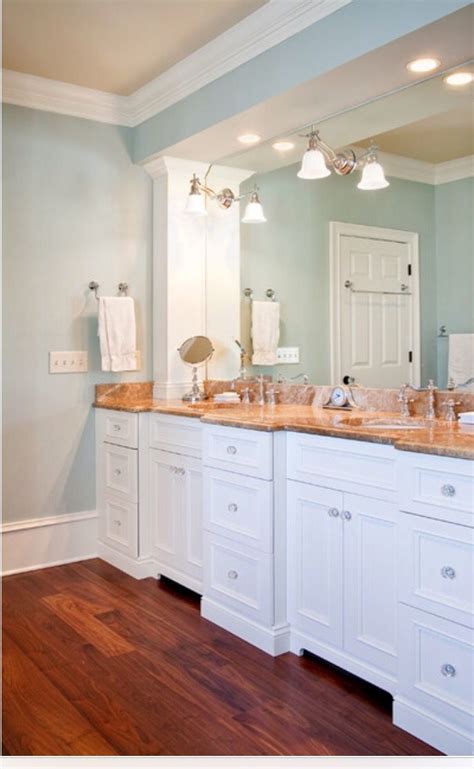 Sherwin Williams Topsail | Traditional bathroom, Brown tile floor, Bathroom paint colors