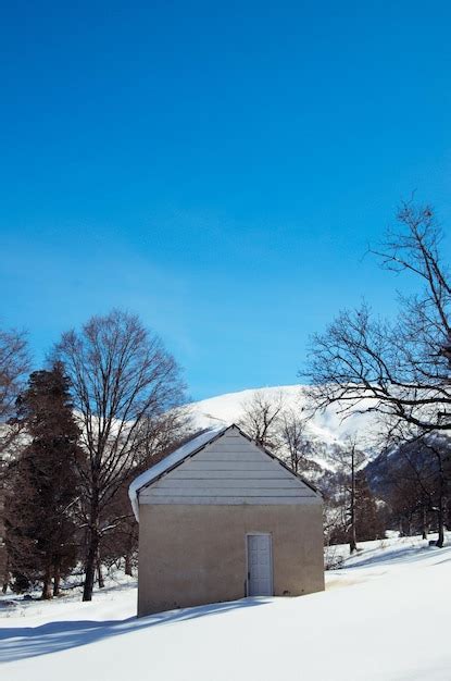 Premium Photo | House in the snowy mountains