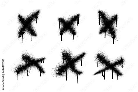 Spray paint cross vector illustration set. Graffiti cross art. Stock ...