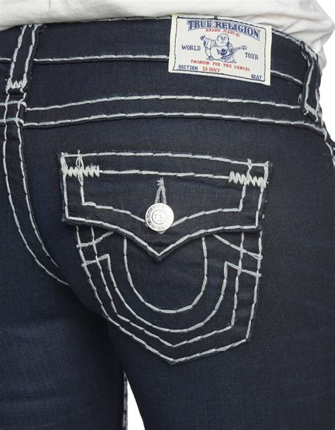 Lyst - True Religion Hand Picked Skinny Back Flap Pocket Super T Womens Jean in Blue