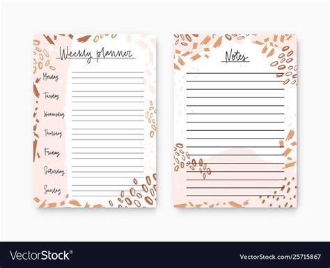 Bundle weekly planner and notes page templates Vector Image