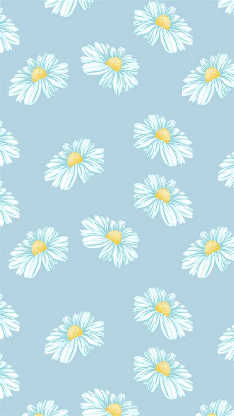 Download Cute Blue Phone Flower Drawing Wallpaper | Wallpapers.com