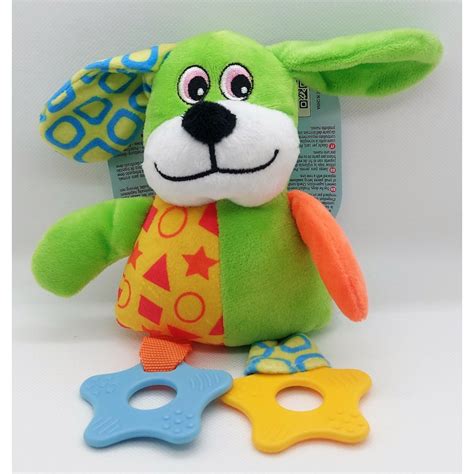 Plush toy PUPPY Green Dog . 23 cm. for puppies. ZO-480079VER zolux