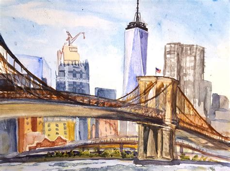 Brooklyn Bridge Art New York Art Print Ny Watercolor - Etsy