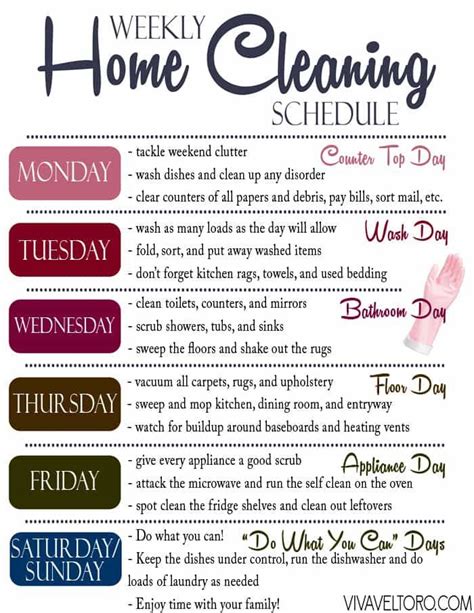 An efficient weekly home cleaning schedule that's easy to follow! Grab this FREE printable to ...