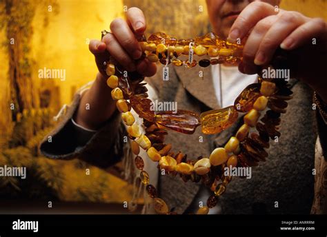 Amber necklace in Amber Museum OKSBOL Denmark Stock Photo - Alamy