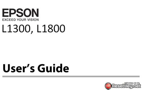 Epson L1300 User Manual | Epson Reset Keys