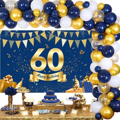 Sursurprise Birthday Decorations for Men or Women Navy Blue and Gold Balloon Garland Arch Kit ...