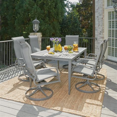 Daytona 7 Pc. Rectangular Outdoor Dining Table & 6 Swivel Rocking ...