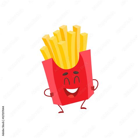 Funny french fries fast food kids menu character, cartoon style vector ...