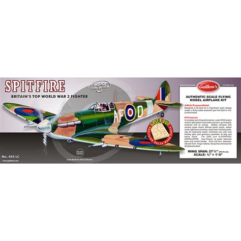 GUILLOWS SPITFIRE 27 5/8in BALSA KIT - www.acercmodels.com