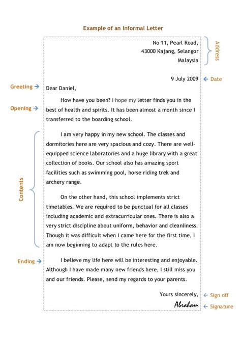 Informal Letter Writing Example