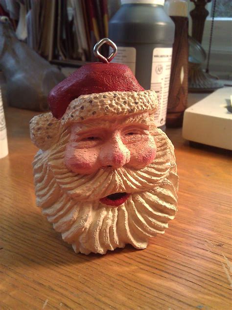 Carved wooden Santa for tree #santa #Christmas #ornament | Navideño