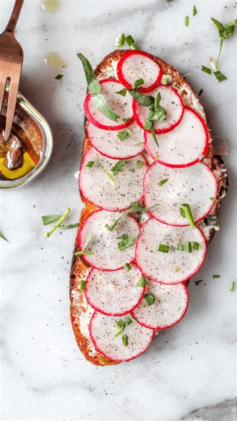 Anchovy herby butter and radish toast - bon abbetit