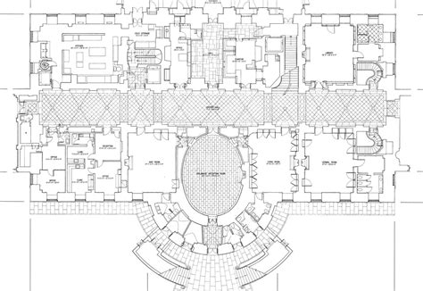 White-house-ground-floor | Mansion floor plan, House plans mansion, House floor plans