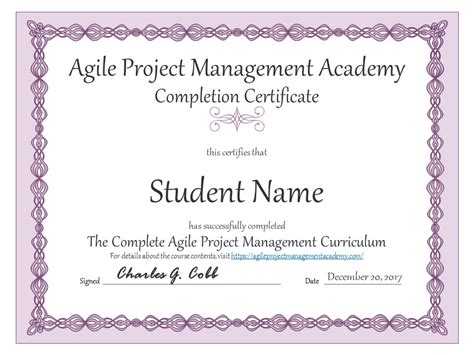 Agile Project Management Completion Certificate - Agile Project Management