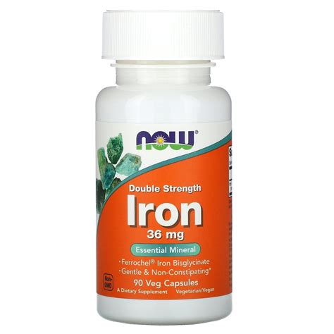 Now Foods Iron 36 mg 90 Capsules | Super Supplement