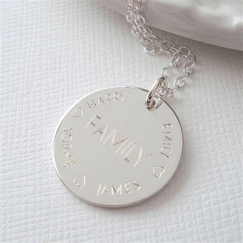 sterling silver engraved family necklace by mia belle ...