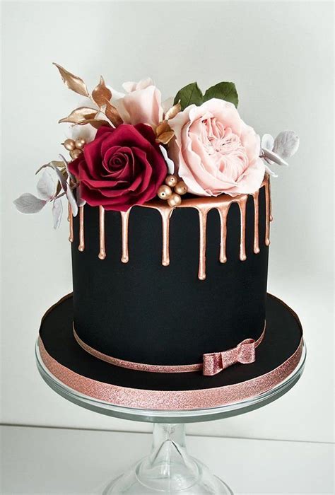 Black And Rose Gold Cake Ideas - IDEASWJ