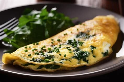 Premium AI Image | Spinach and Cheese Omelet