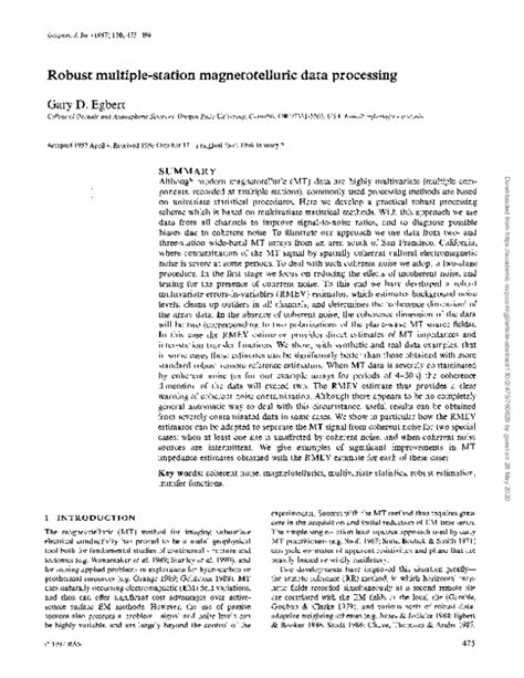 (PDF) Robust multiple‐station magnetotelluric data processing | Gary Egbert - Academia.edu