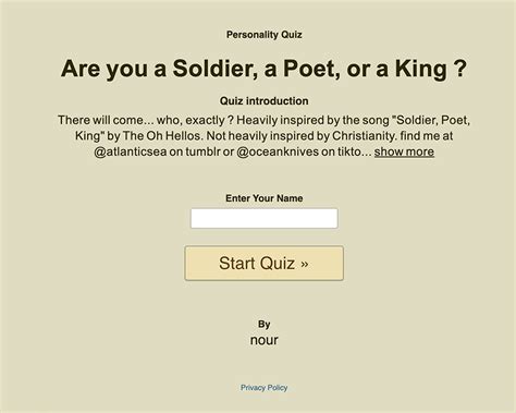 Soldier Poet King Test Tiktok: Take the Trending TikTok Quiz