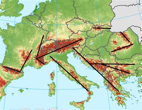 European Mountain Ranges Map : r/geography